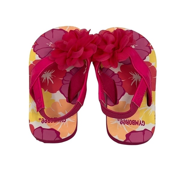 NWT Gymboree Pink Yellow Floral Thong Slingback Sandals Size 5/6 Girl's - Picture 3 of 7